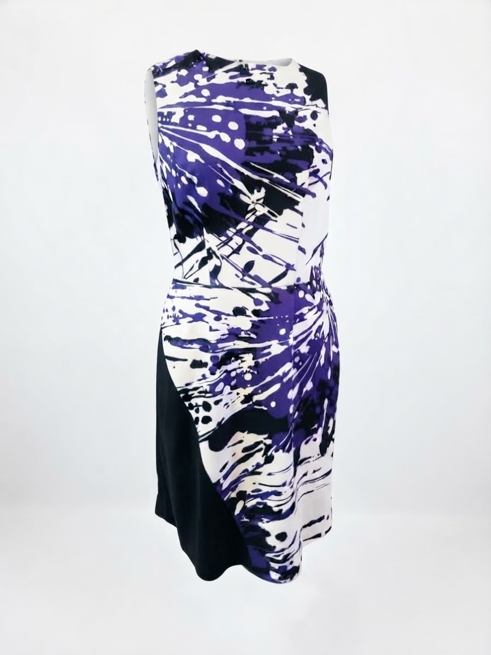 Anne Klein Purple, White & Black Abstract Sheath Dress